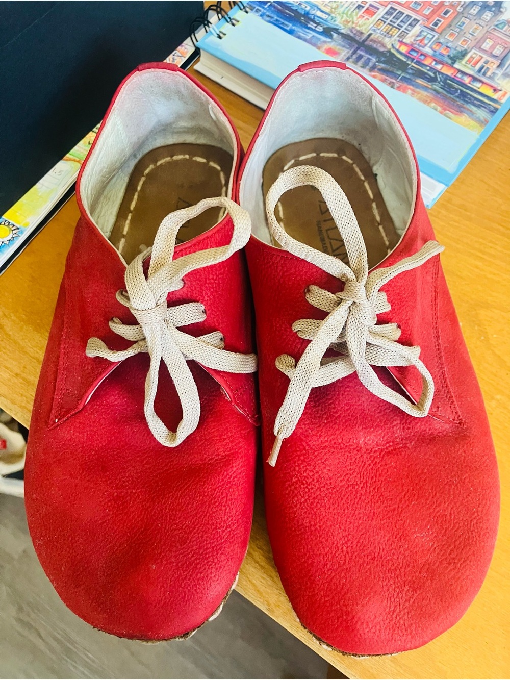 Red Women's Barefoot Lace-Up Turkish Flats